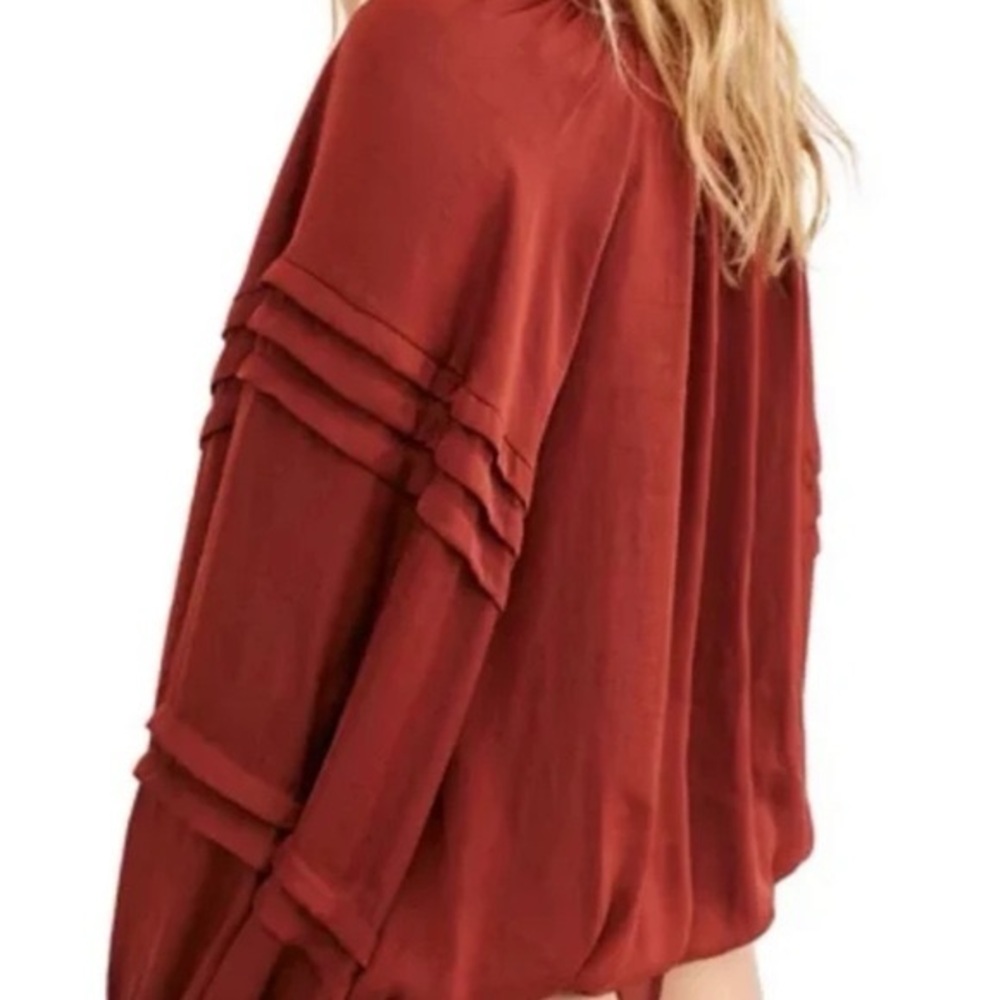 Free People Rust Boho Long Sleeve Blouse Bodysuit – Size S - Picture 4 of 11